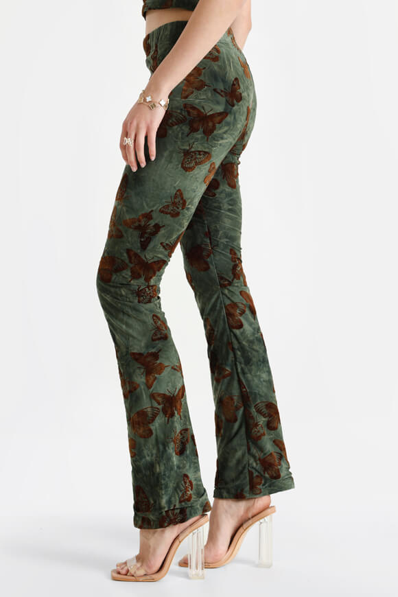 Leggings bootcut - verde + marrone