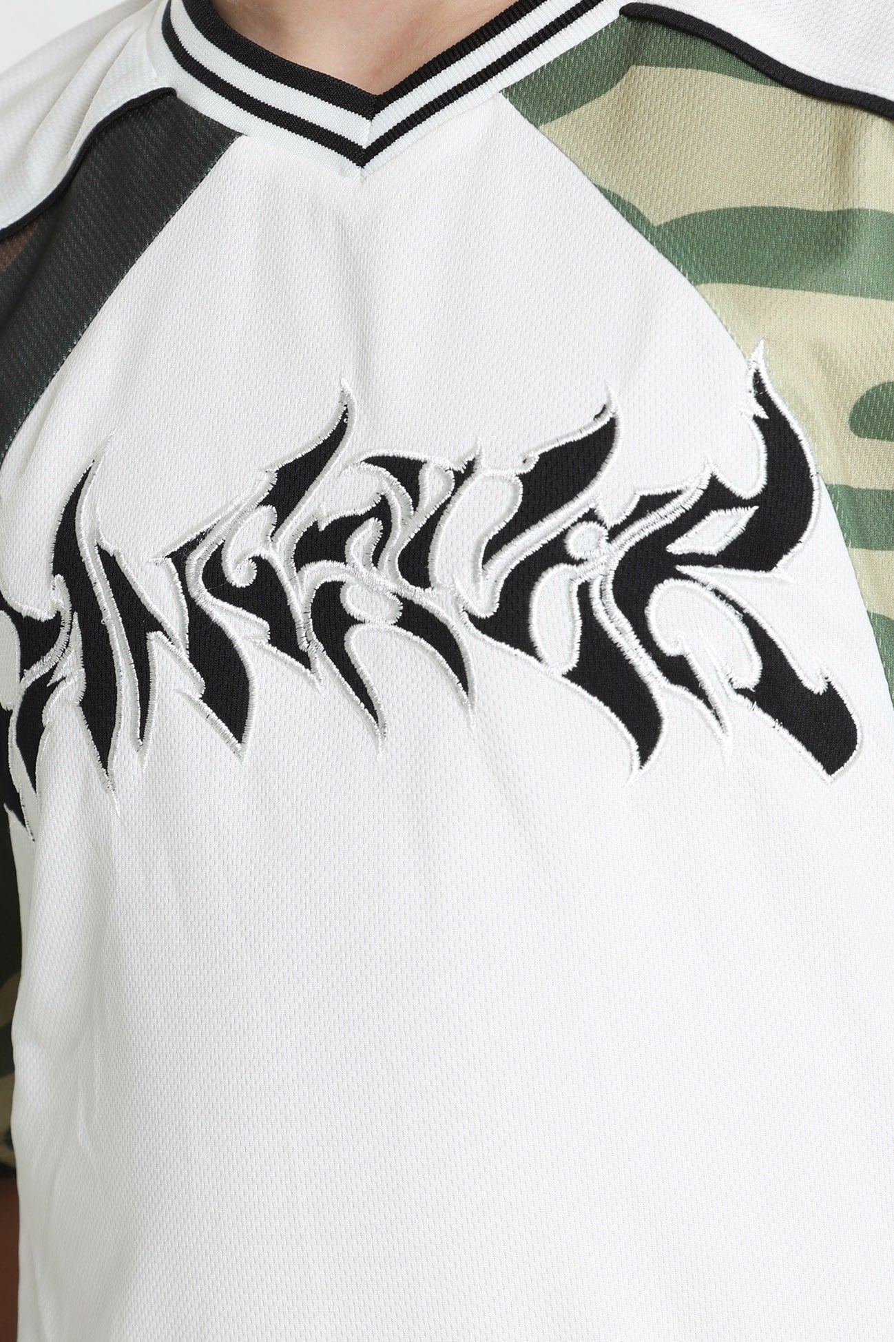 Mesh T-Shirt - Weiss + Grün Camouflage
