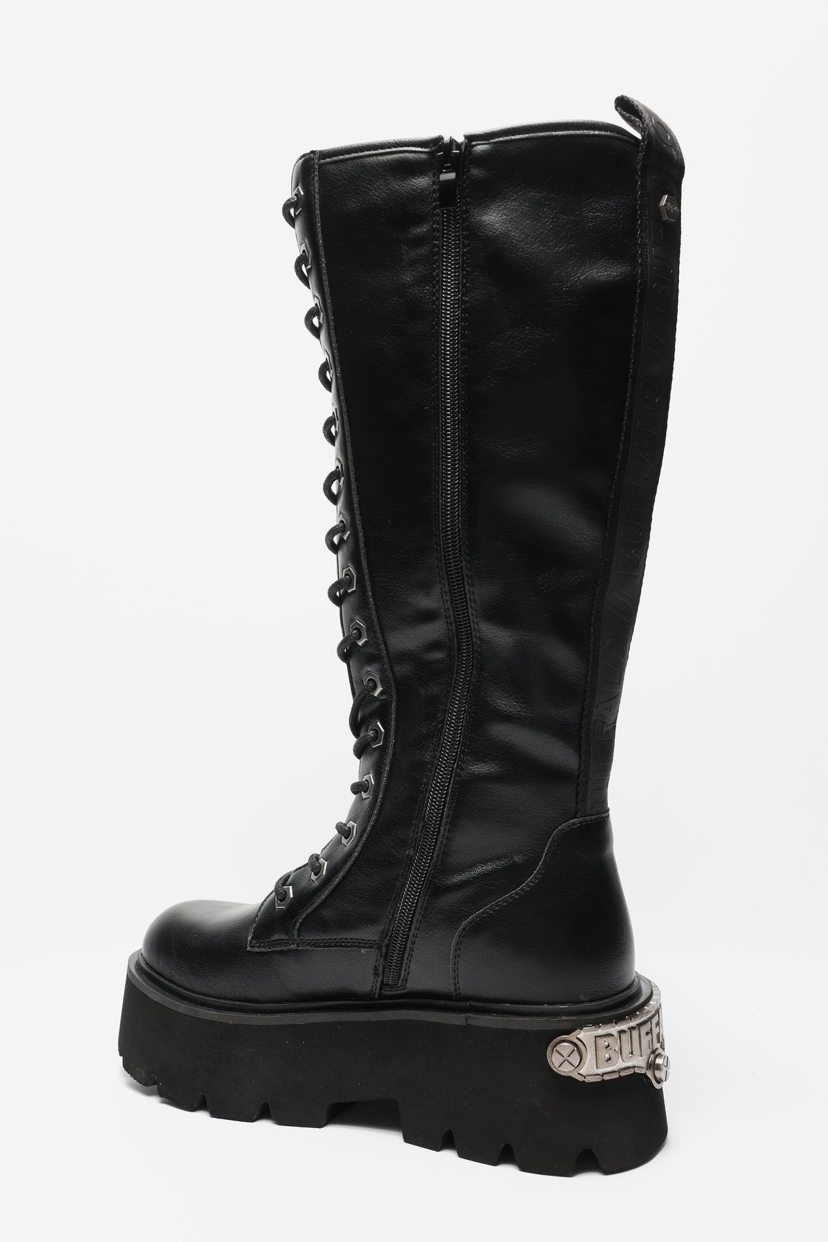 Vegan Brake Lace Up Plateau Winterstiefel - Black