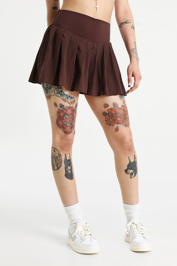 Mini skirt with inner shorts - dark brown