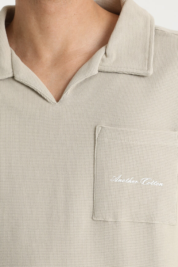 Oversize Poloshirt aus Waffelstoff - Beige