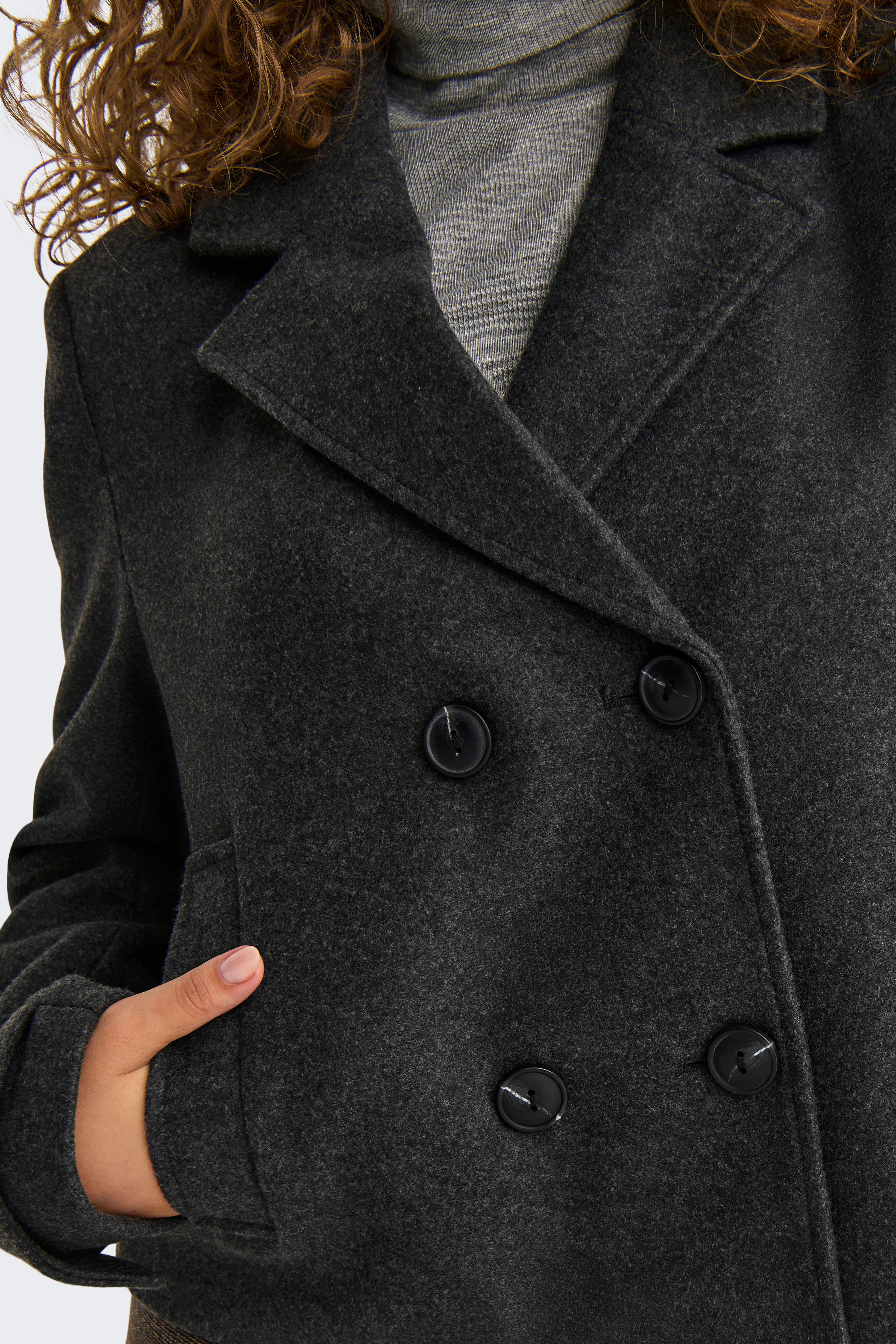 ONLFREJA short coat - Dark Grey Melange