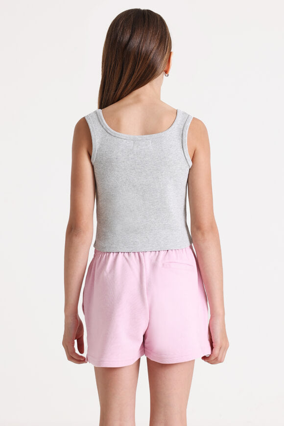 Geripptes Crop Tanktop - Grau meliert