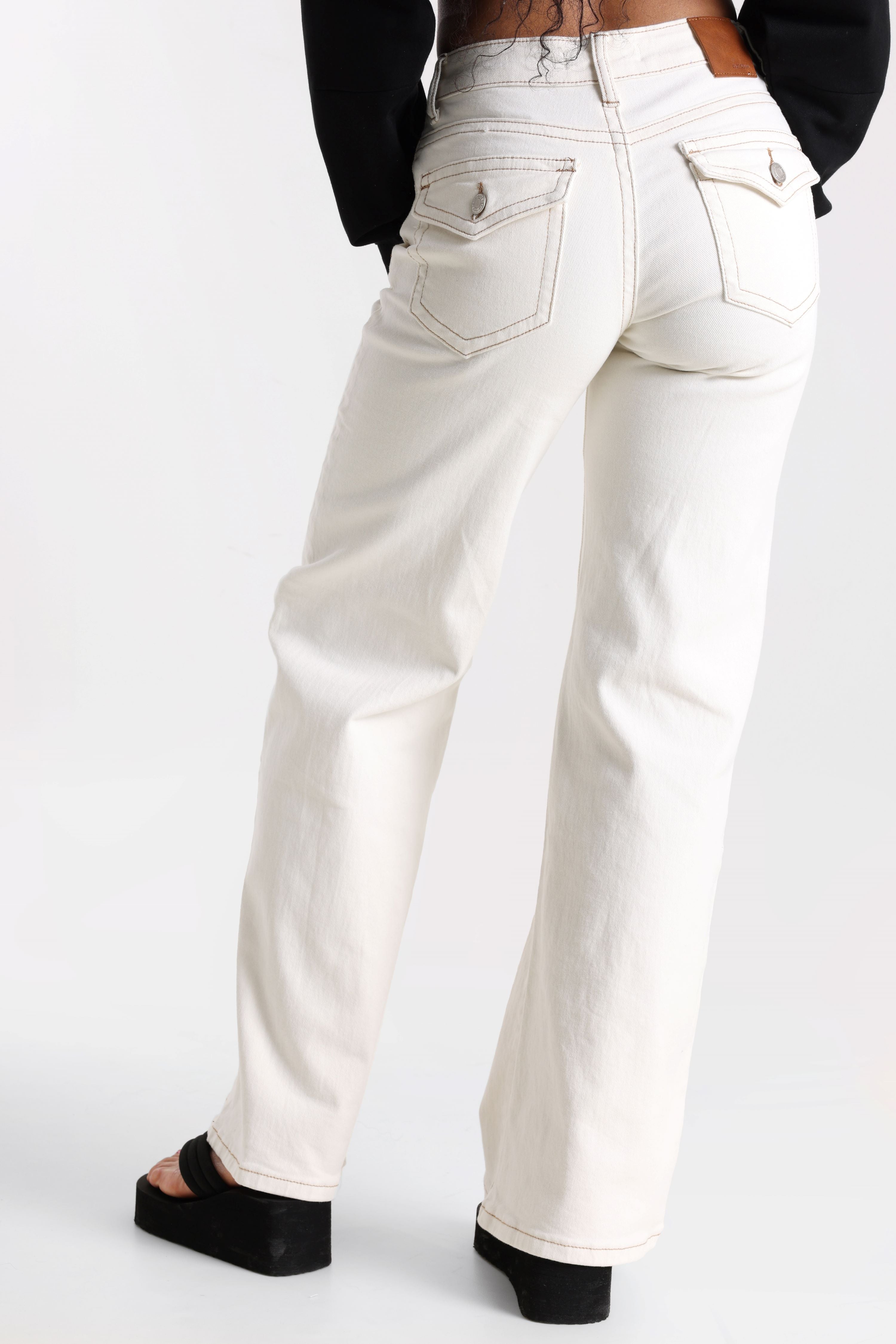 Wide Leg Jeans - Cream