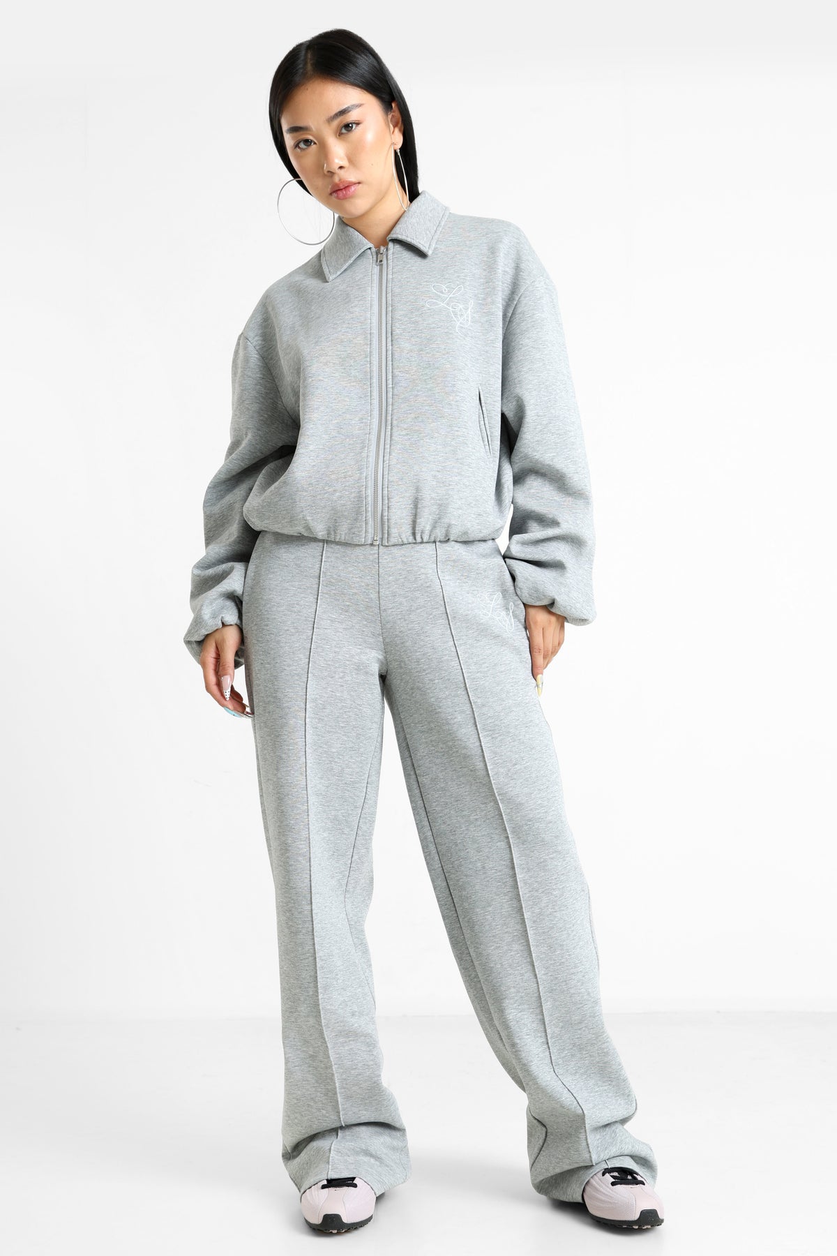 Veste ballon en sweat - Gris chiné