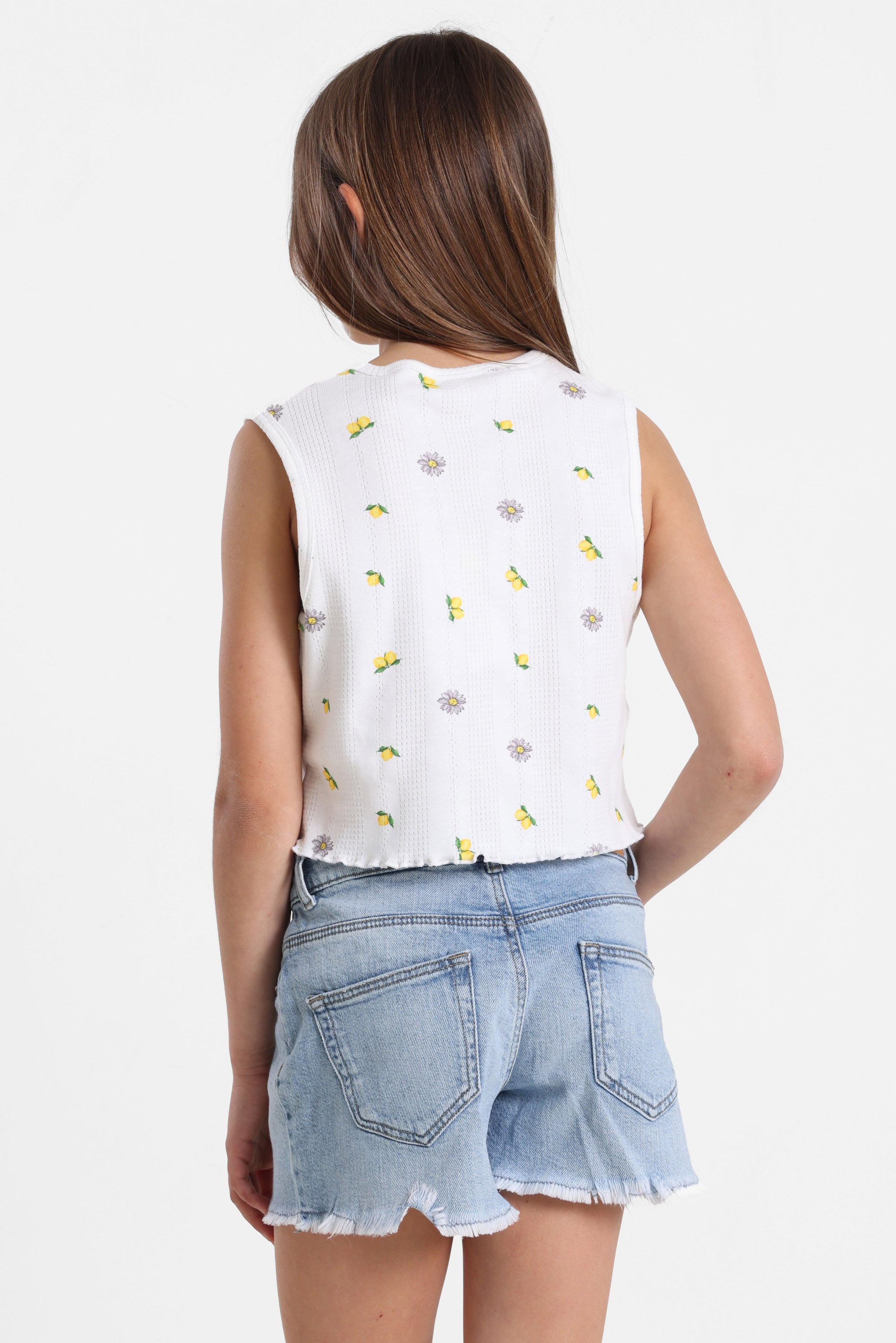 Crop Top mit Lochmuster - White