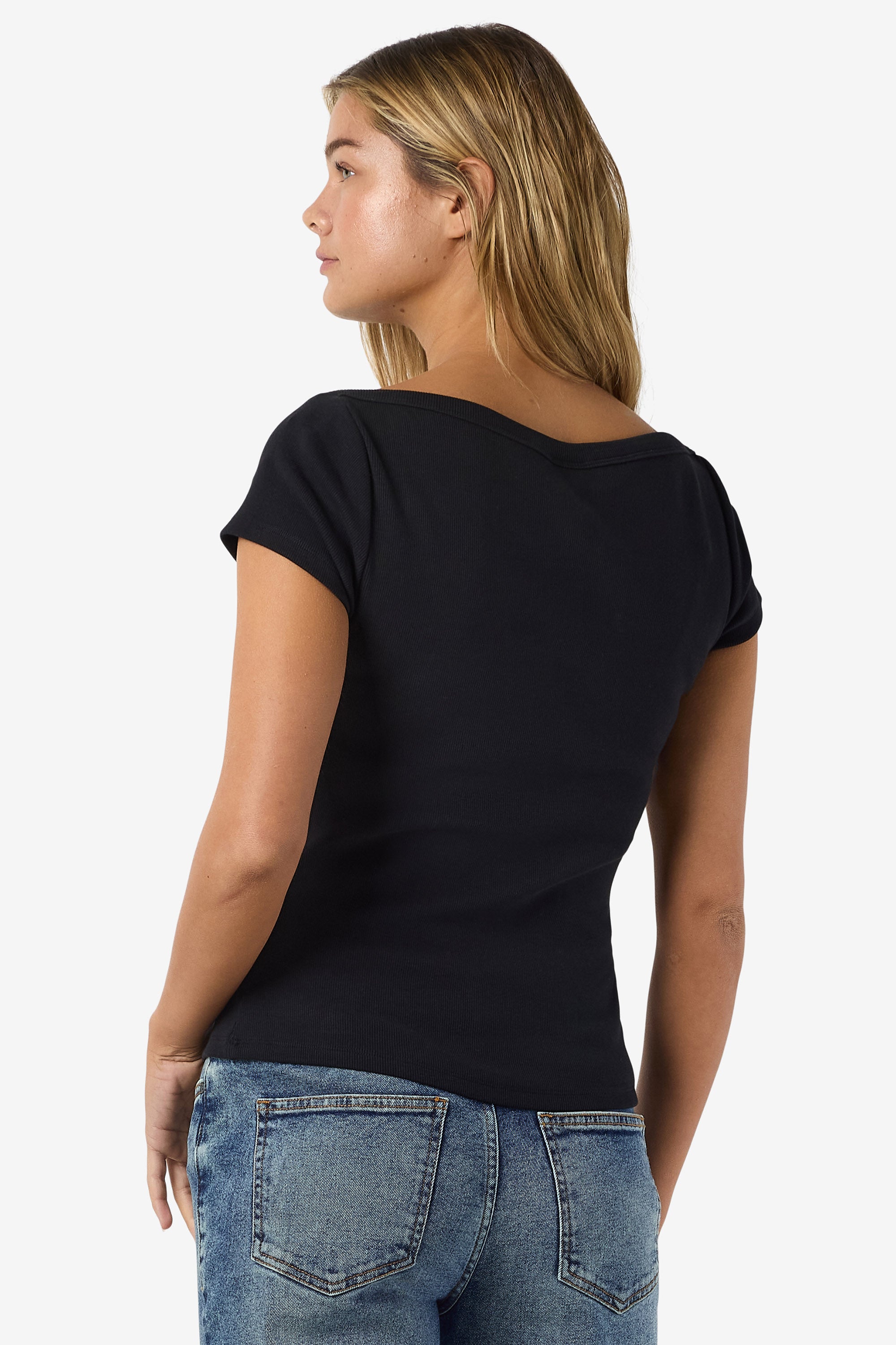 NMMAYA geripptes T-Shirt - Black