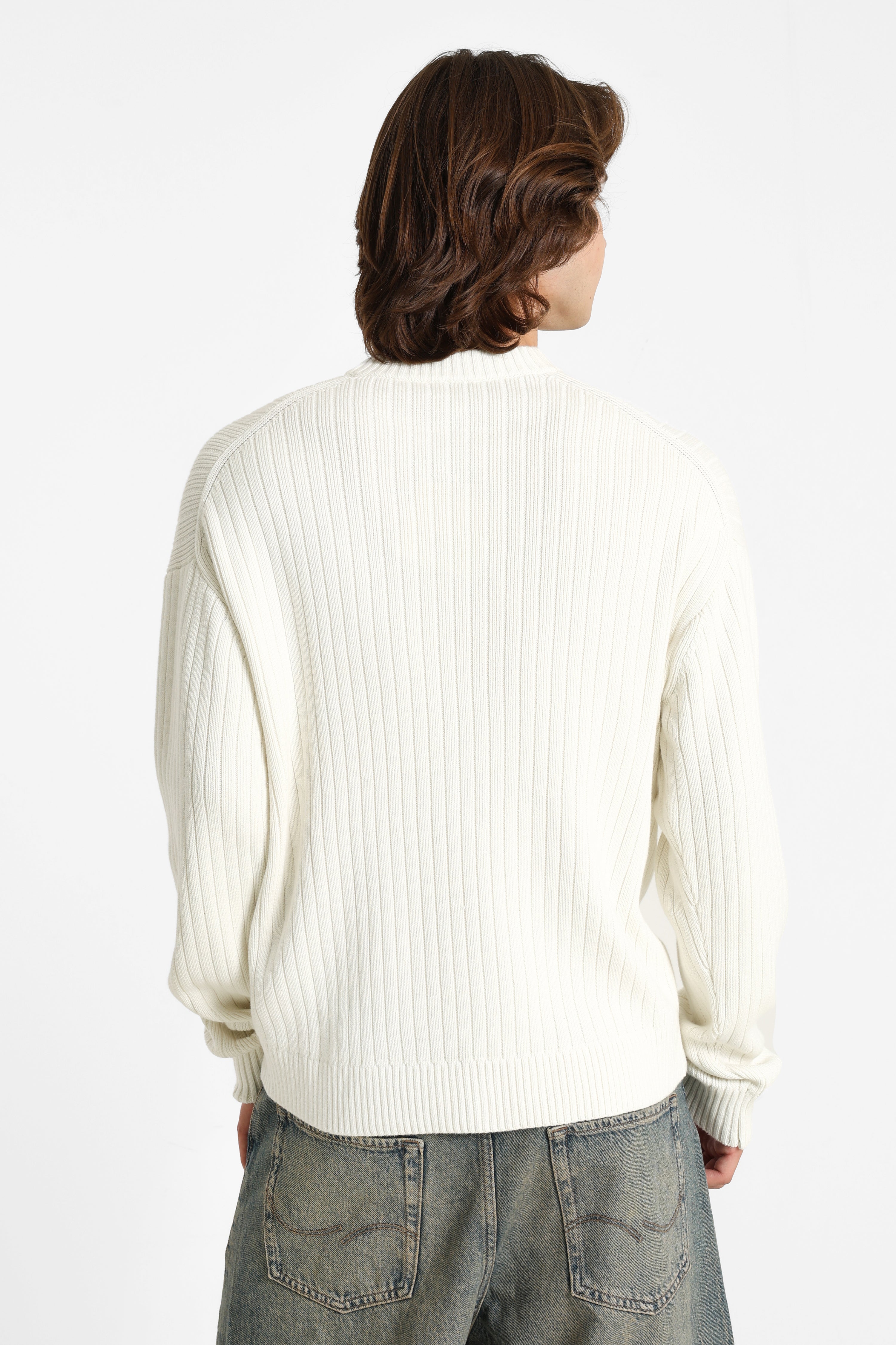 Gerippter Strickpullover - Tofu