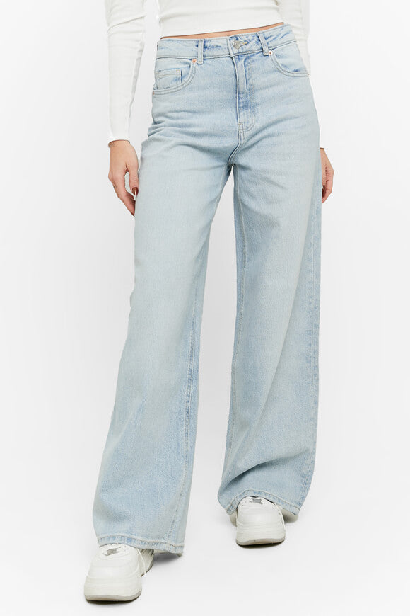 High Waist Wide Leg Jeans - Light Blue Denim