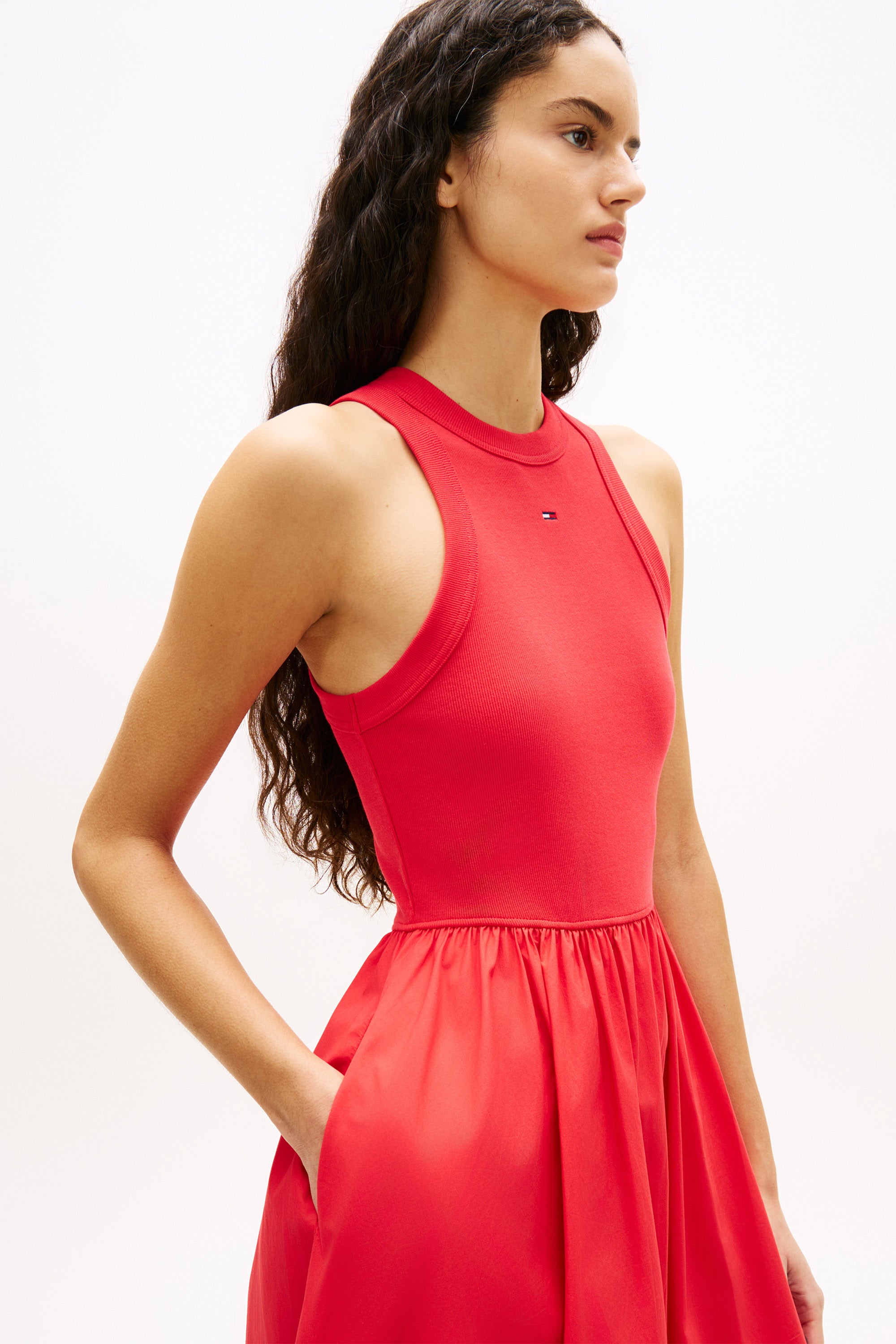 Popeline-Maxikleid - Red Alert