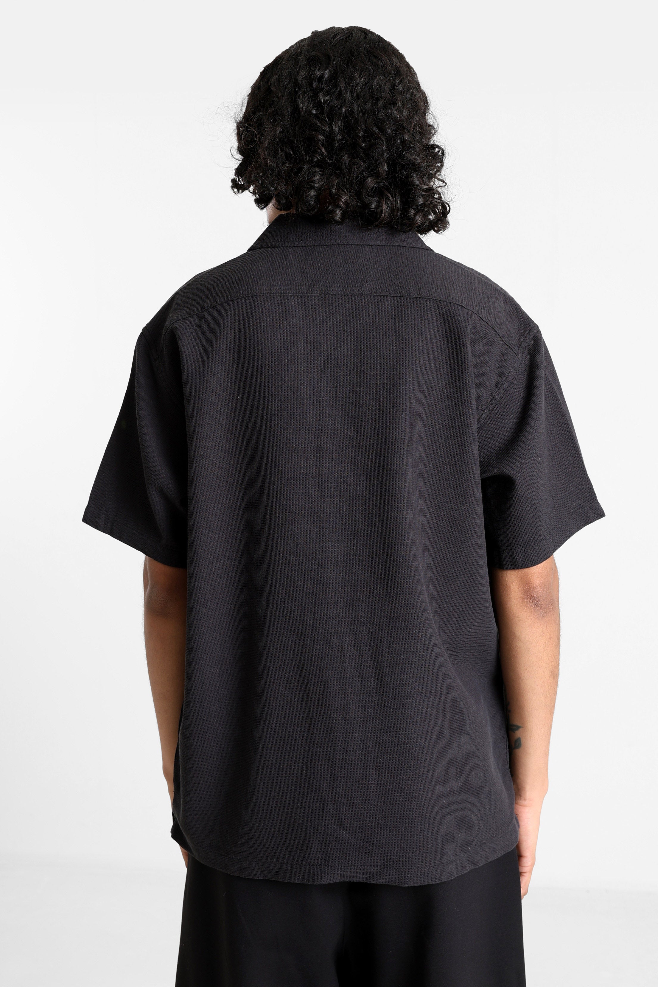 JJGLOBAL Hemd aus Waffelstoff - Black