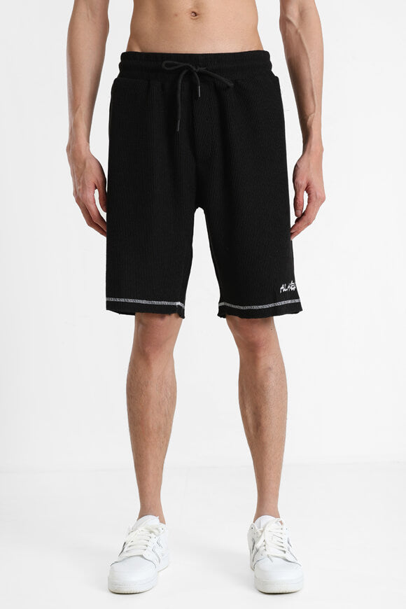 Strukturierte Stoffshorts - Schwarz