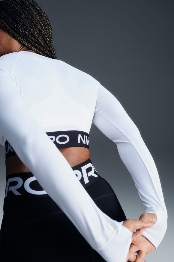 Crop Langarmshirt - White + Black