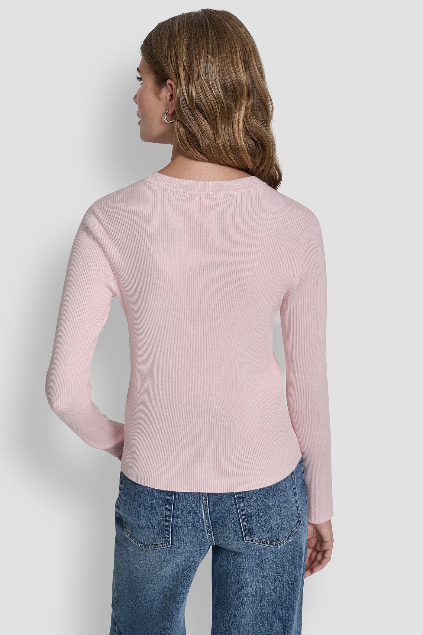 Maglione in maglia fine a coste - Pink Moon
