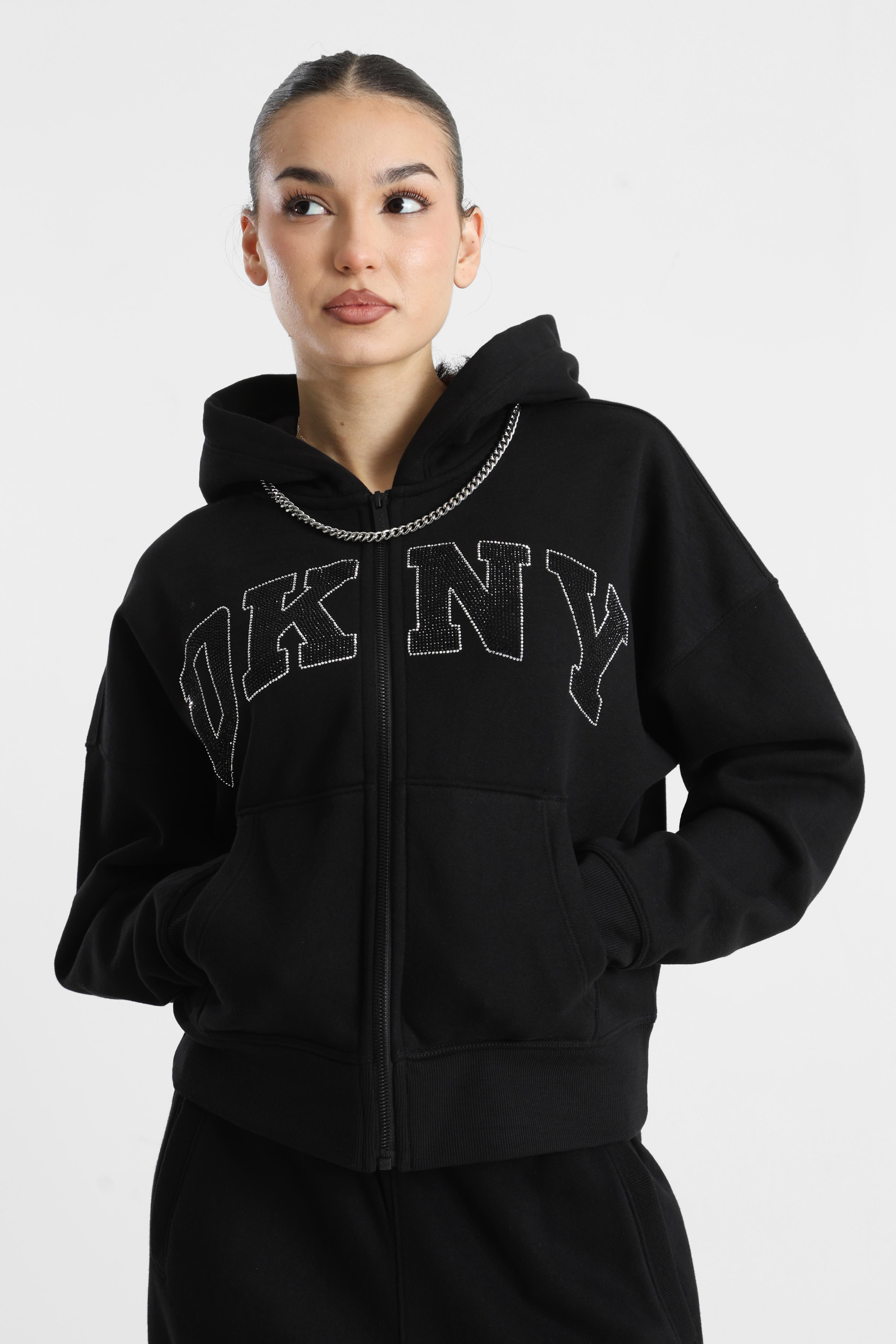 Kapuzensweatjacke - Black