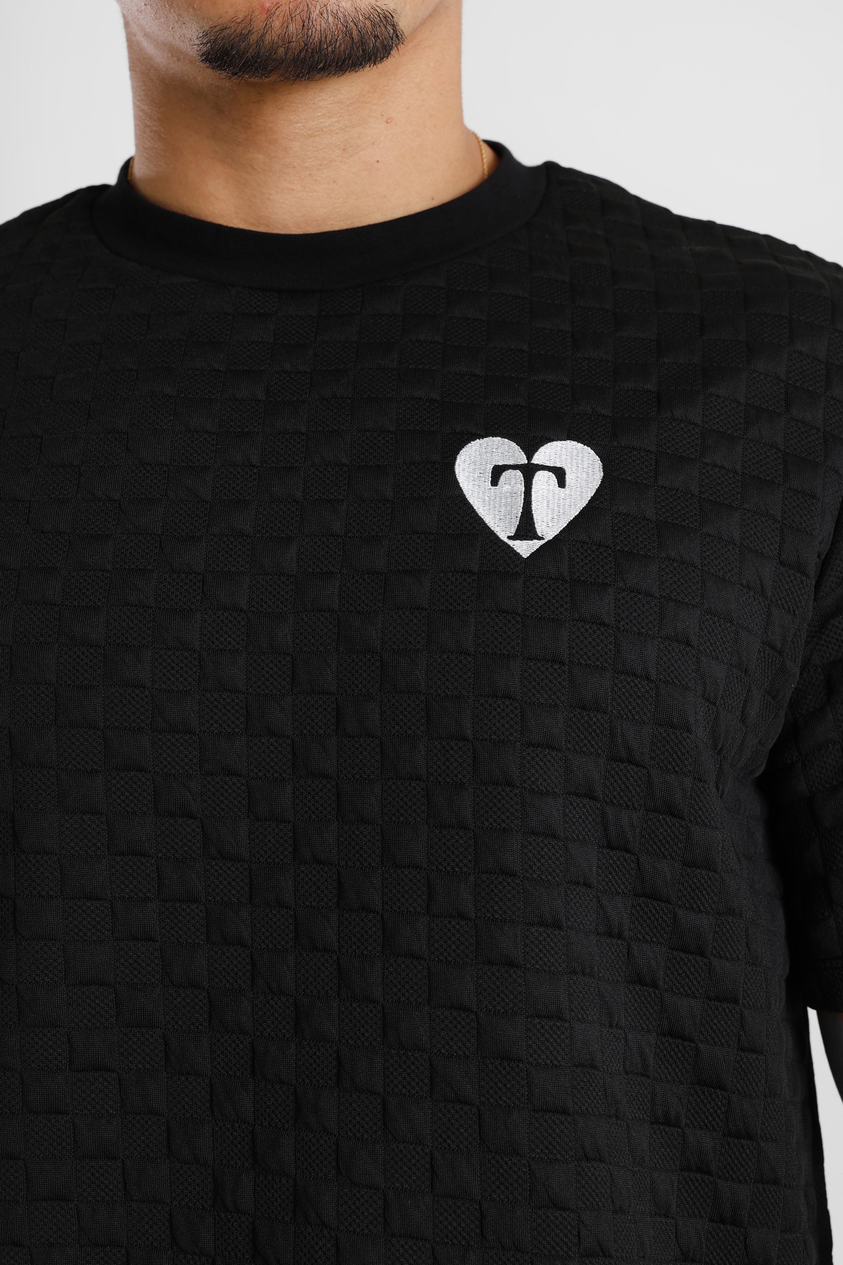 Strukturiertes T-Shirt - Schwarz
