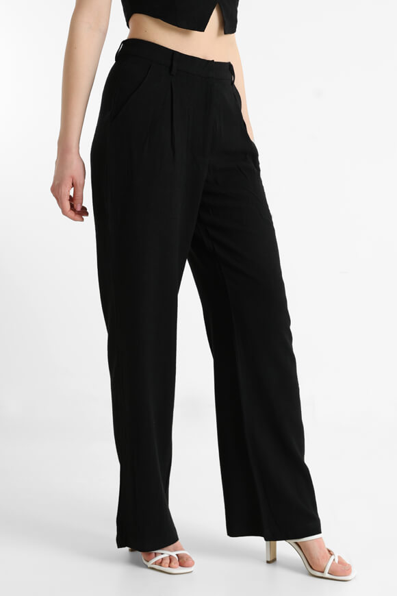 Pantaloni di lino a gamba larga - nero