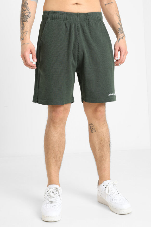 Shorts aus Waffelstoff - Bottle Green