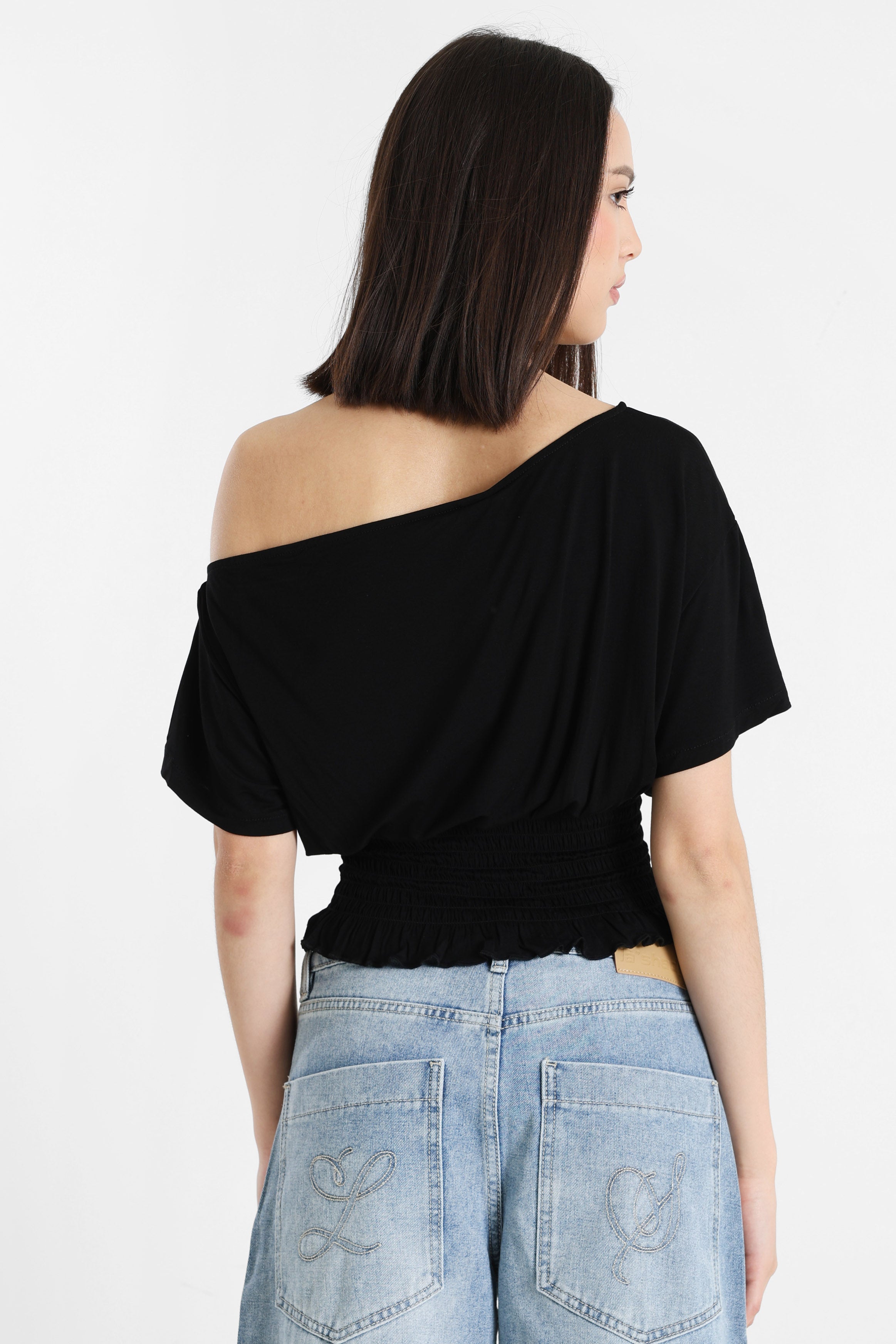 T-Shirt one shoulder - Noir