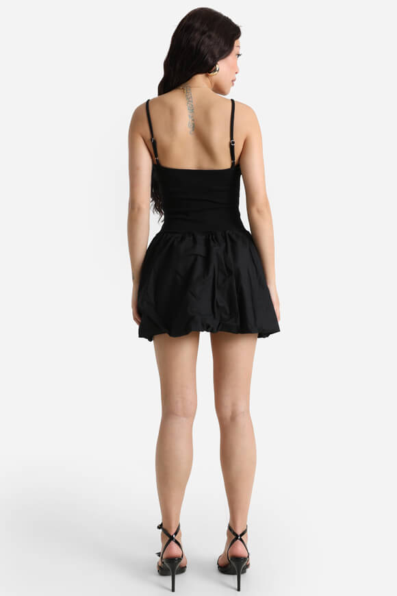 Mini dress with inner shorts - black