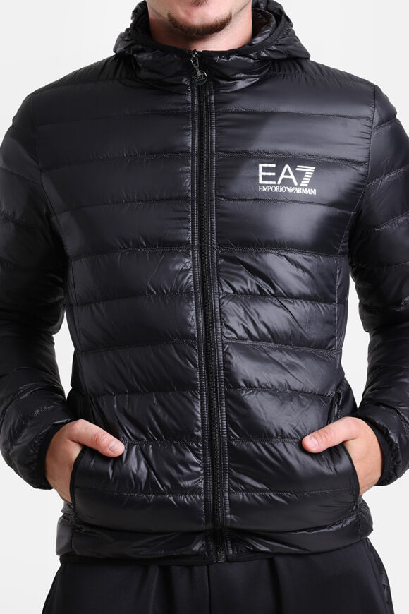 Leichte Puffer Daunenjacke - Black + White