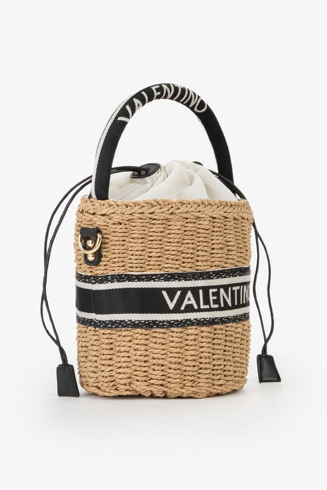 Boho straw handbag and shoulder bag - Natural + Black
