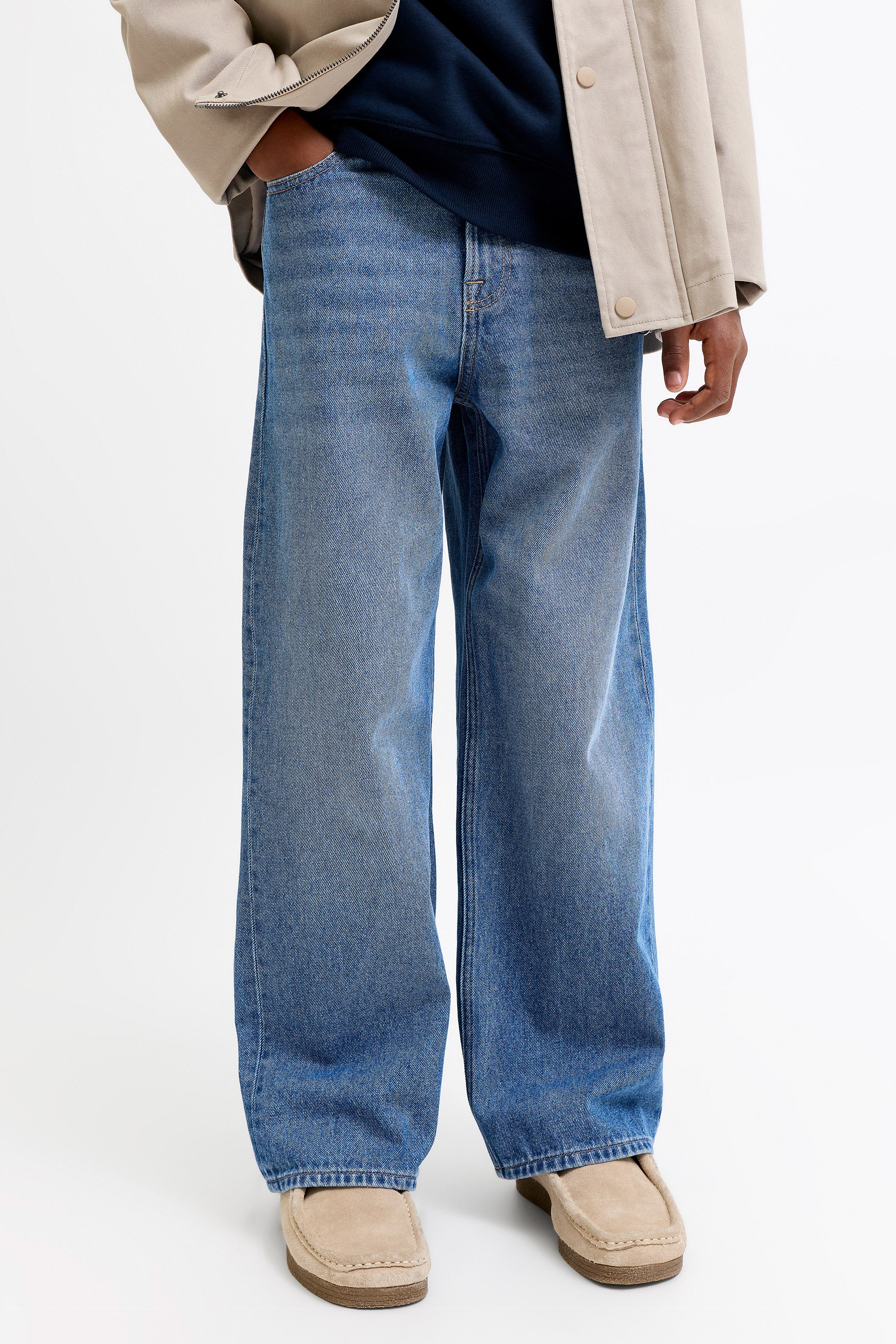 JJIDAVE Wide Fit Jeans - Blue Denim