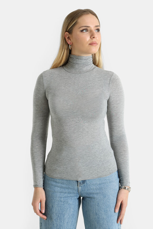 Shirt à col roulé manches longues - Gris chiné