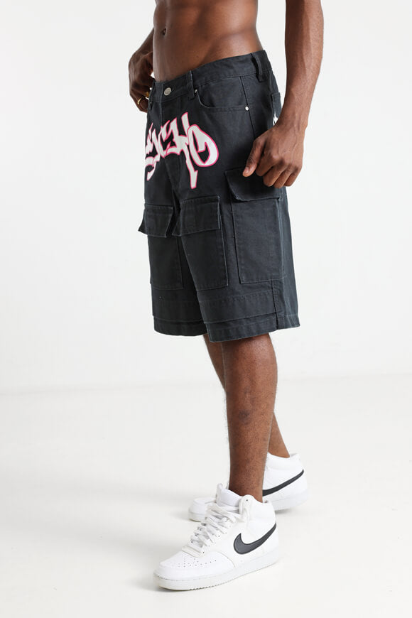 Cargo Jeansshorts - Schwarz