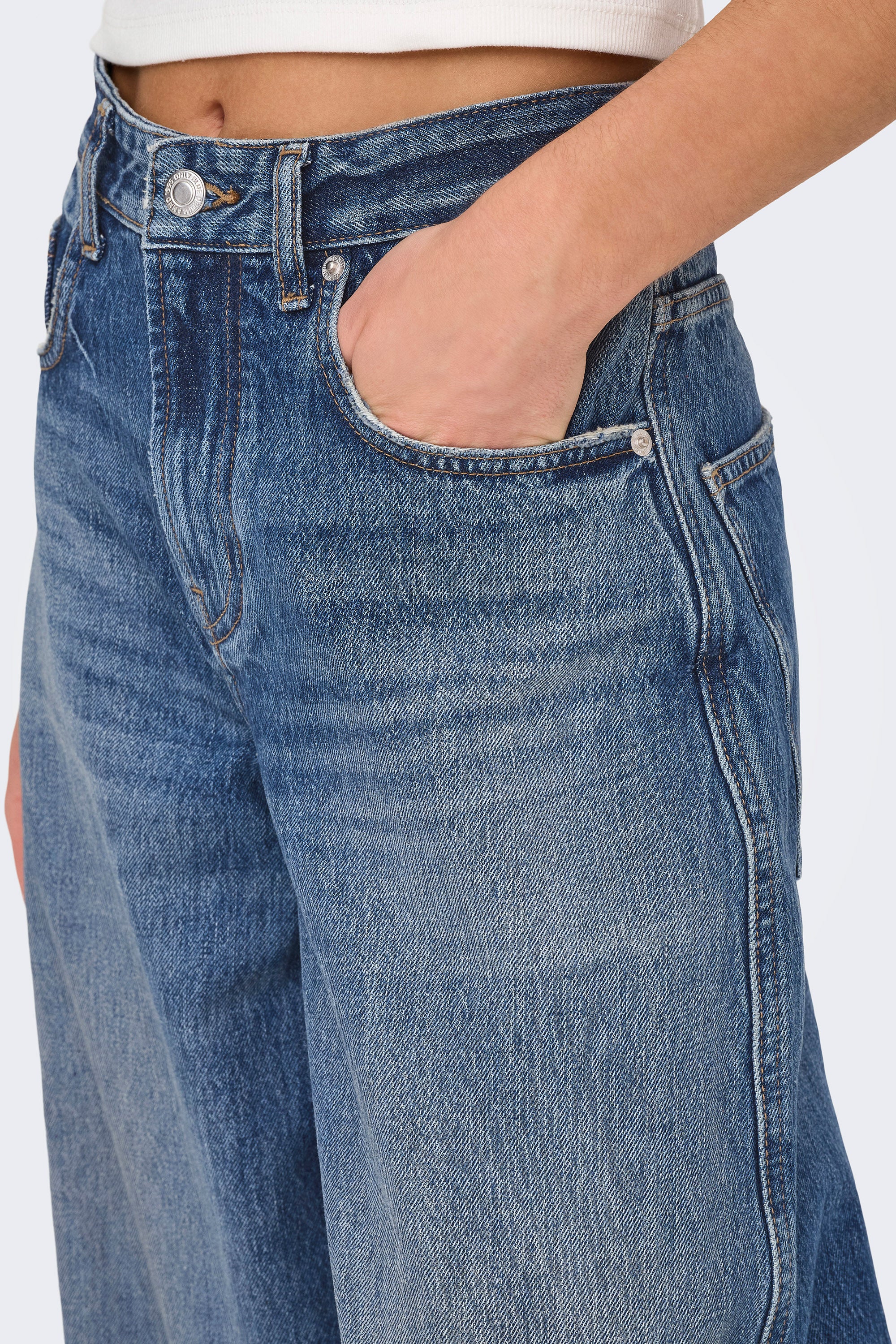 ONLTAYLOR Barrel Fit Jeans L32 - Dark Blue Denim