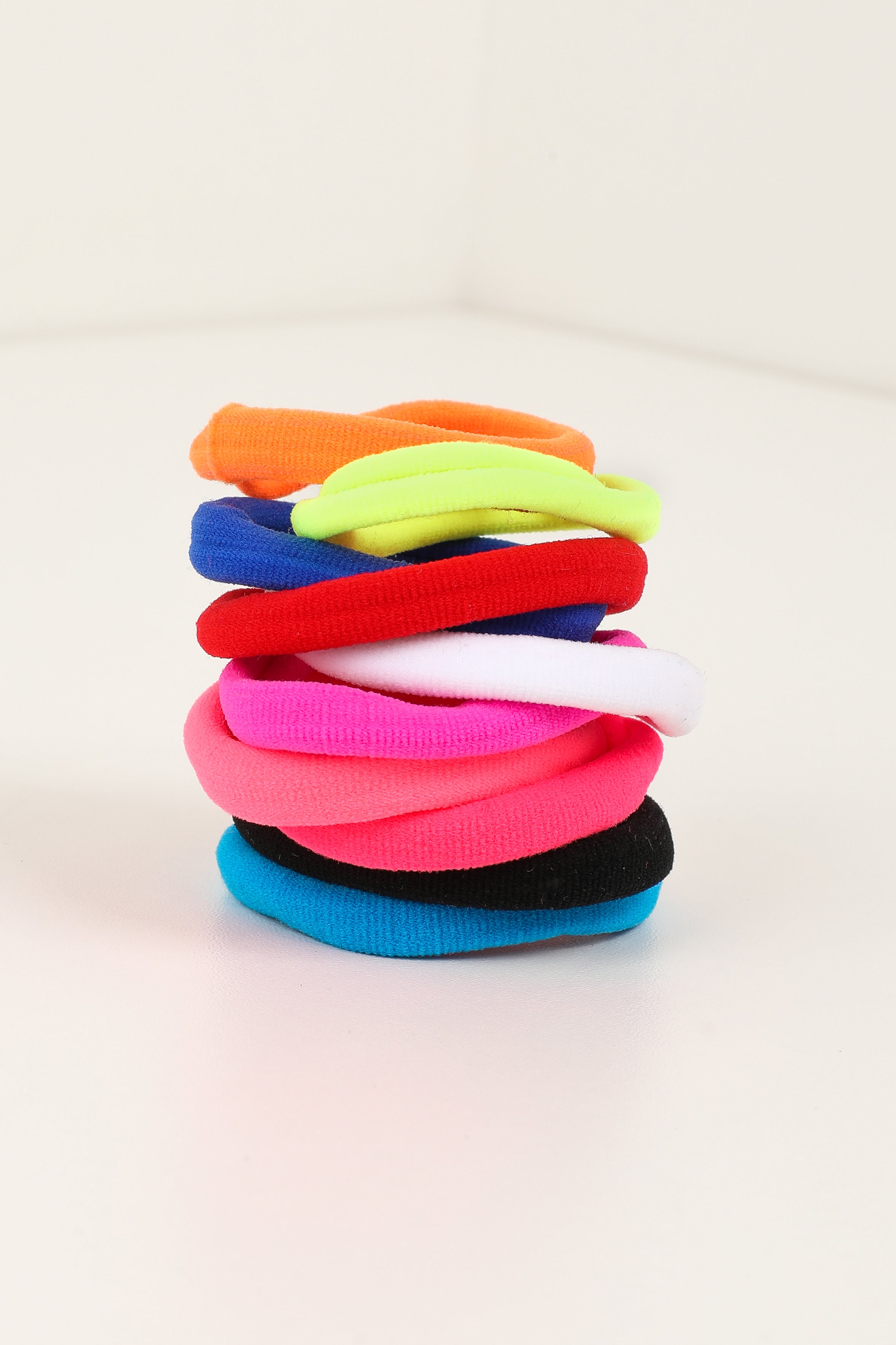 Haargummi-Set - Gelb + Rosa + Rot + Weiss + Blau + Schwarz + Orange