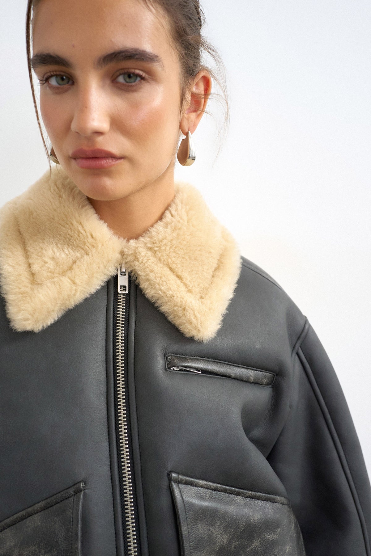 TSTALIA giacca in similpelle foderata - Black