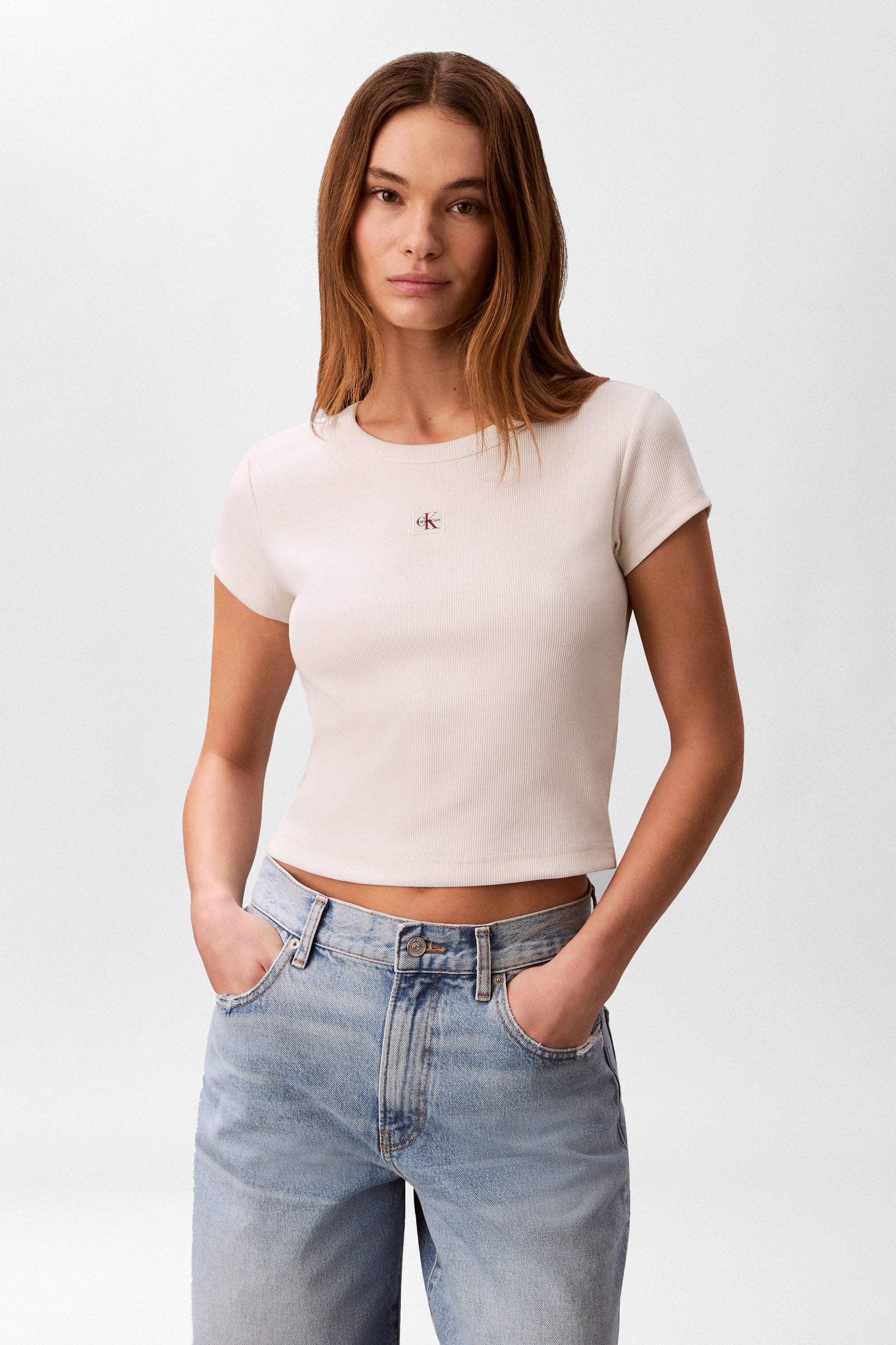 Geripptes Crop T-Shirt - Calico