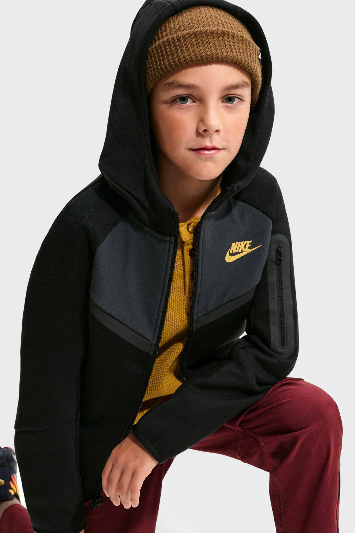 Sportswear Tech Fleece Kapuzensweatjacke - Black + Dark Smoke Grey