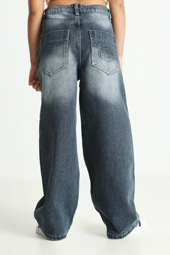 Baggy Fit Jeans - Grau Blau