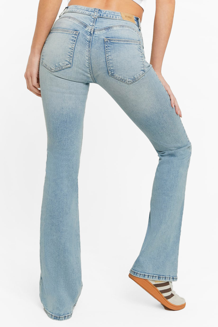 Push-up Flare Jeans - Bleach Indigo Wash
