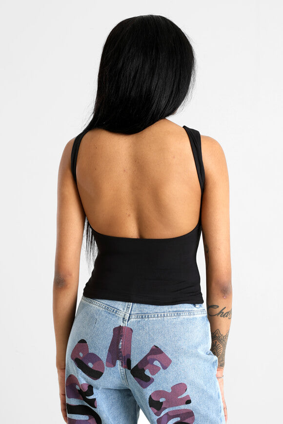 Halter neck crop top - black