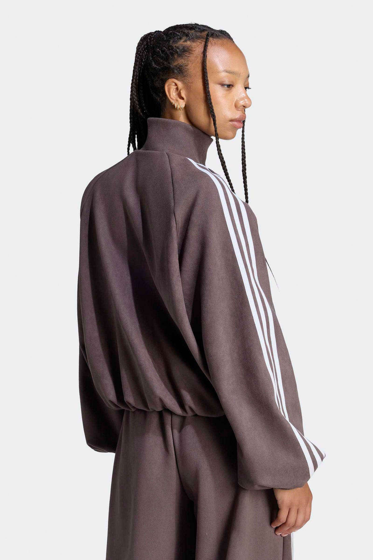 Suede-look balloon track jacket - Aurora Coffee