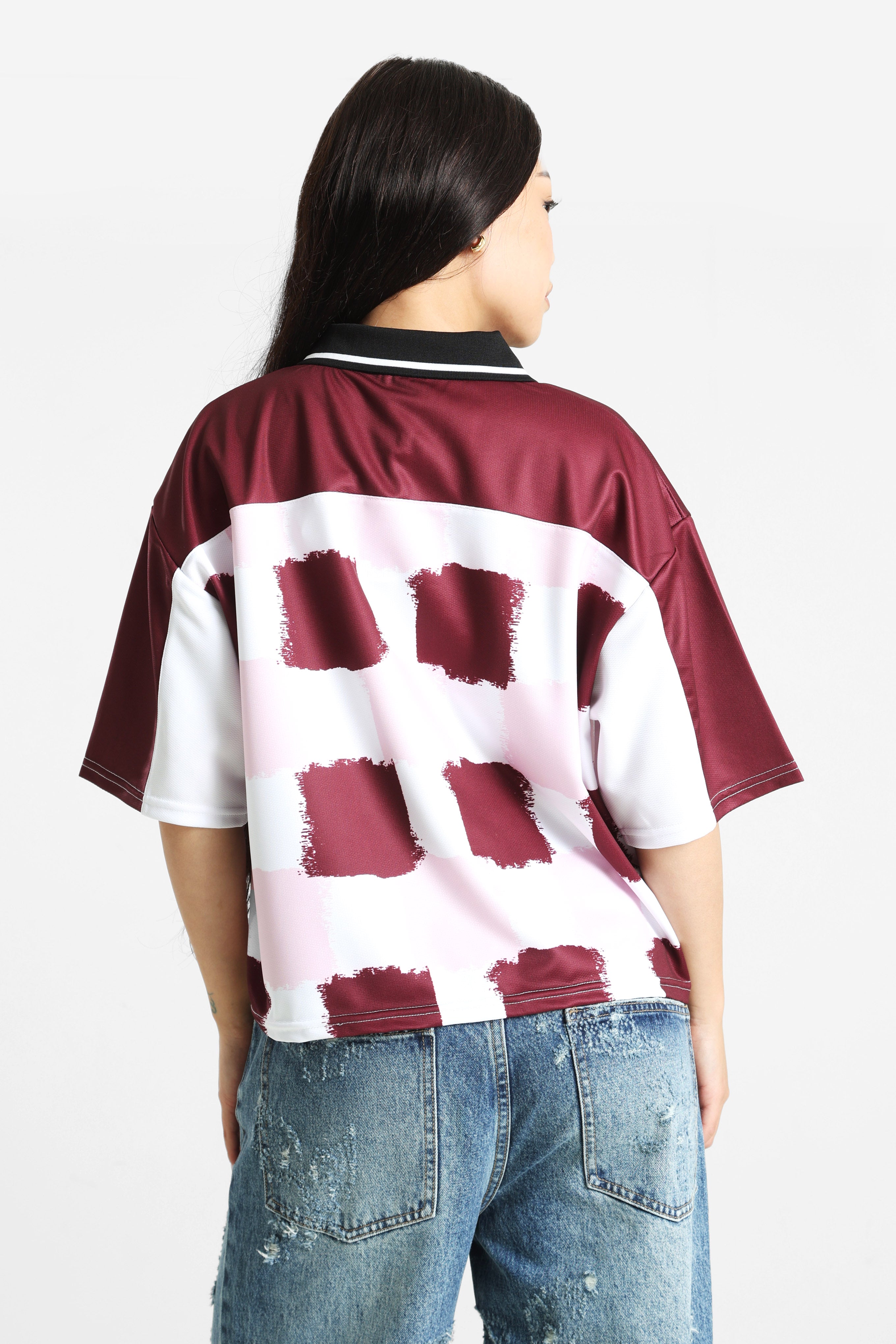 T-shirt ampia - Bordeaux + Bianco
