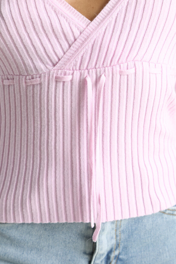 Gerippter Crop Feinstrickpullover - Hell Pink