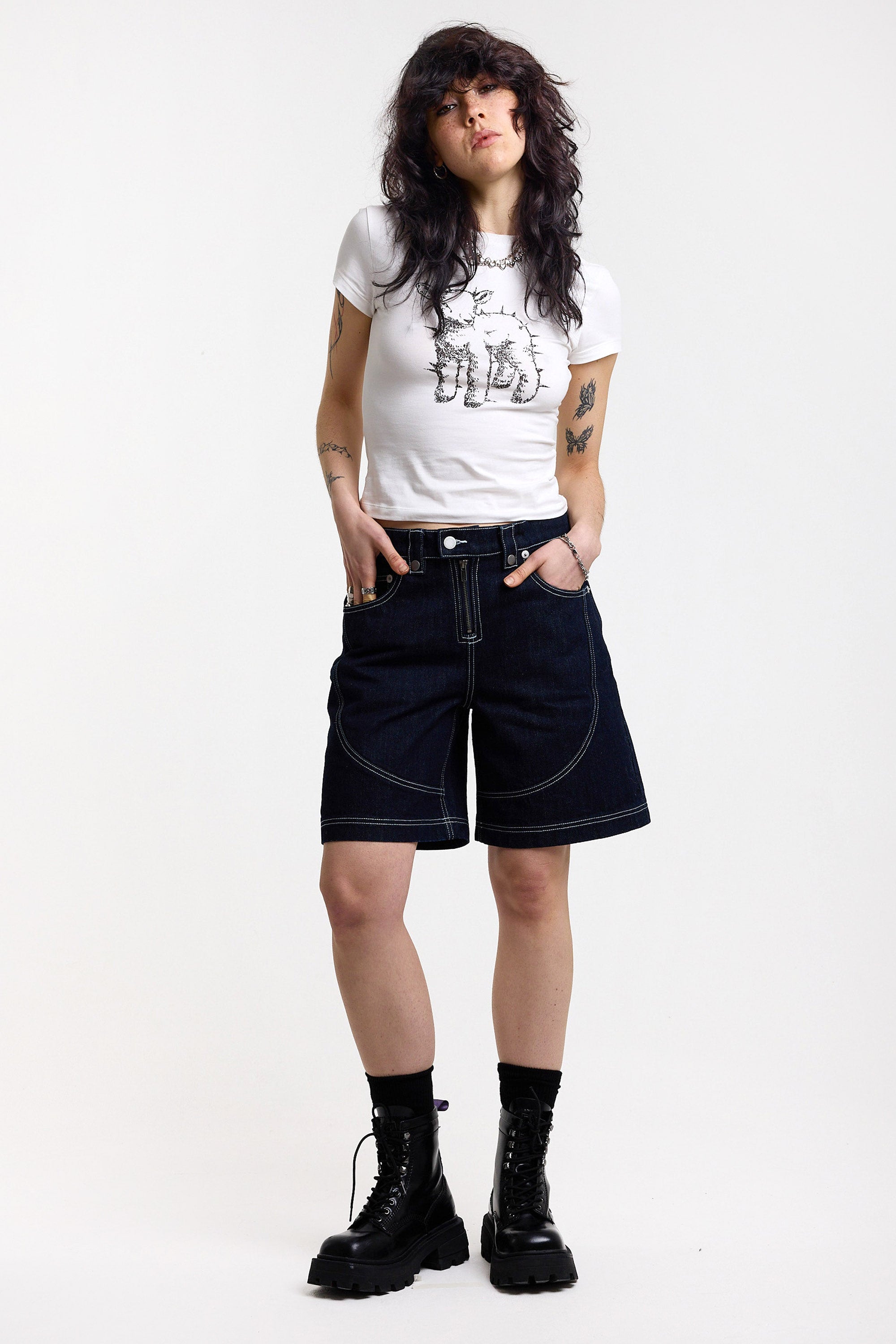 Kid Jeans Bermudashorts - Dark Indigo Wash