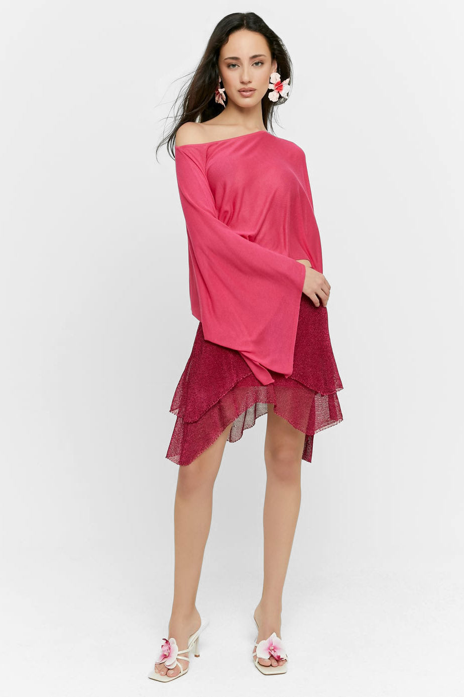 Feinstrickponcho - Pink