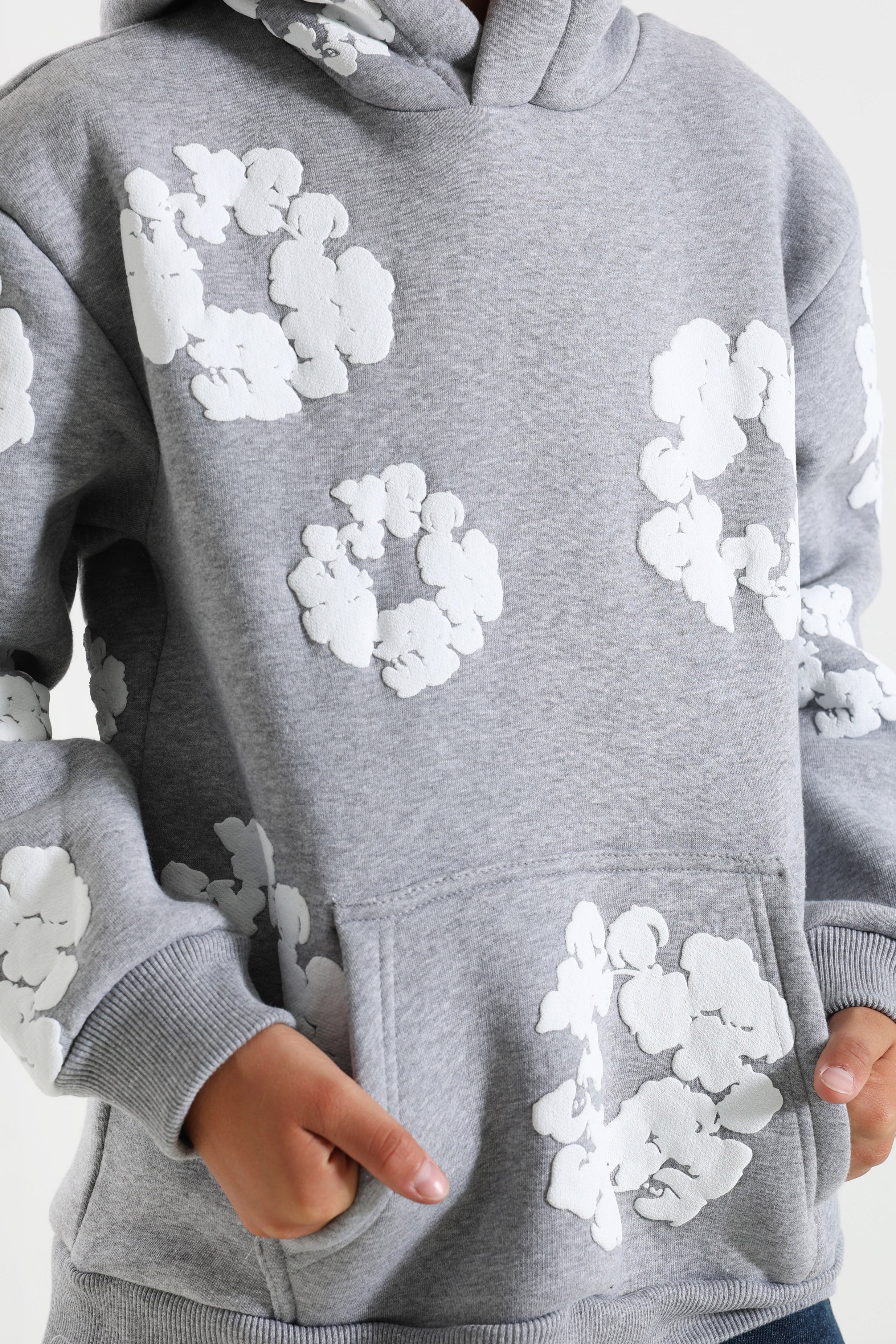 Kapuzensweatshirt - Grey Heather + White