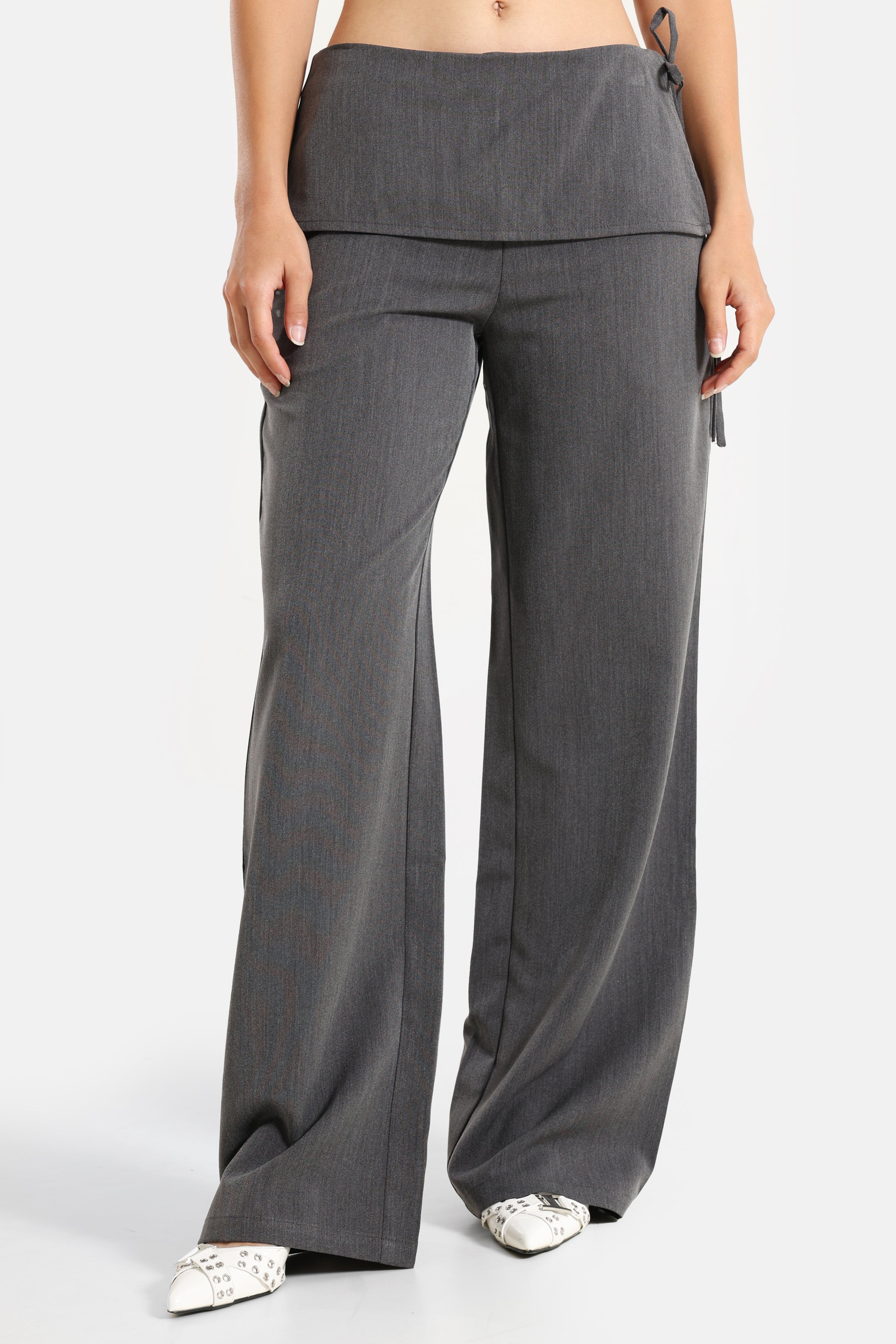 Fabric trousers with scarf - Dark Heather Grey