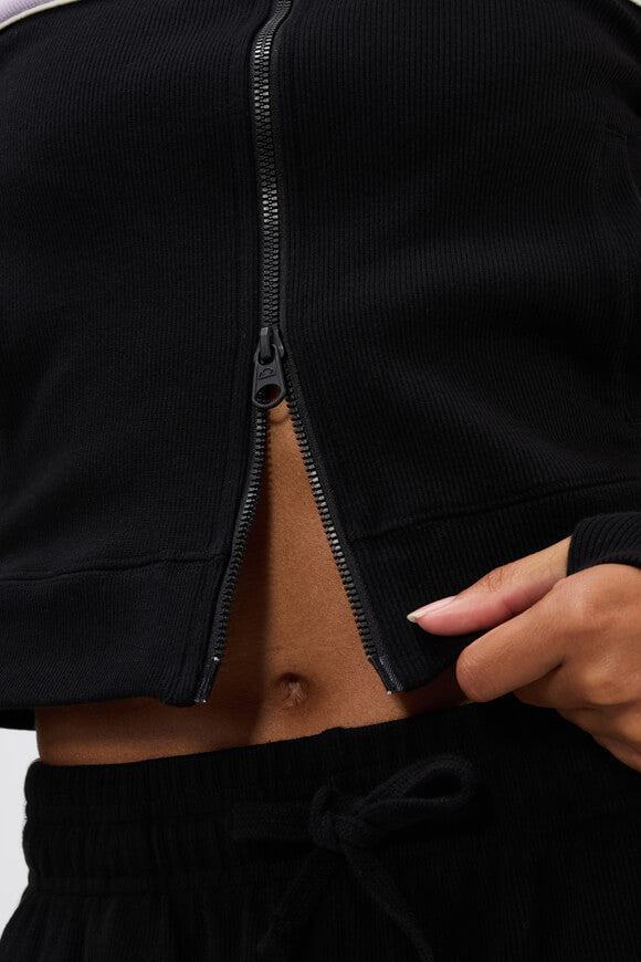 Snowmass Crop Sweatjacke - Black + Lilac