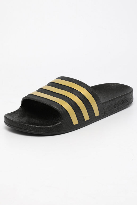 Adilette Aqua Pantoletten - Core Schwarz + Goldfarbe