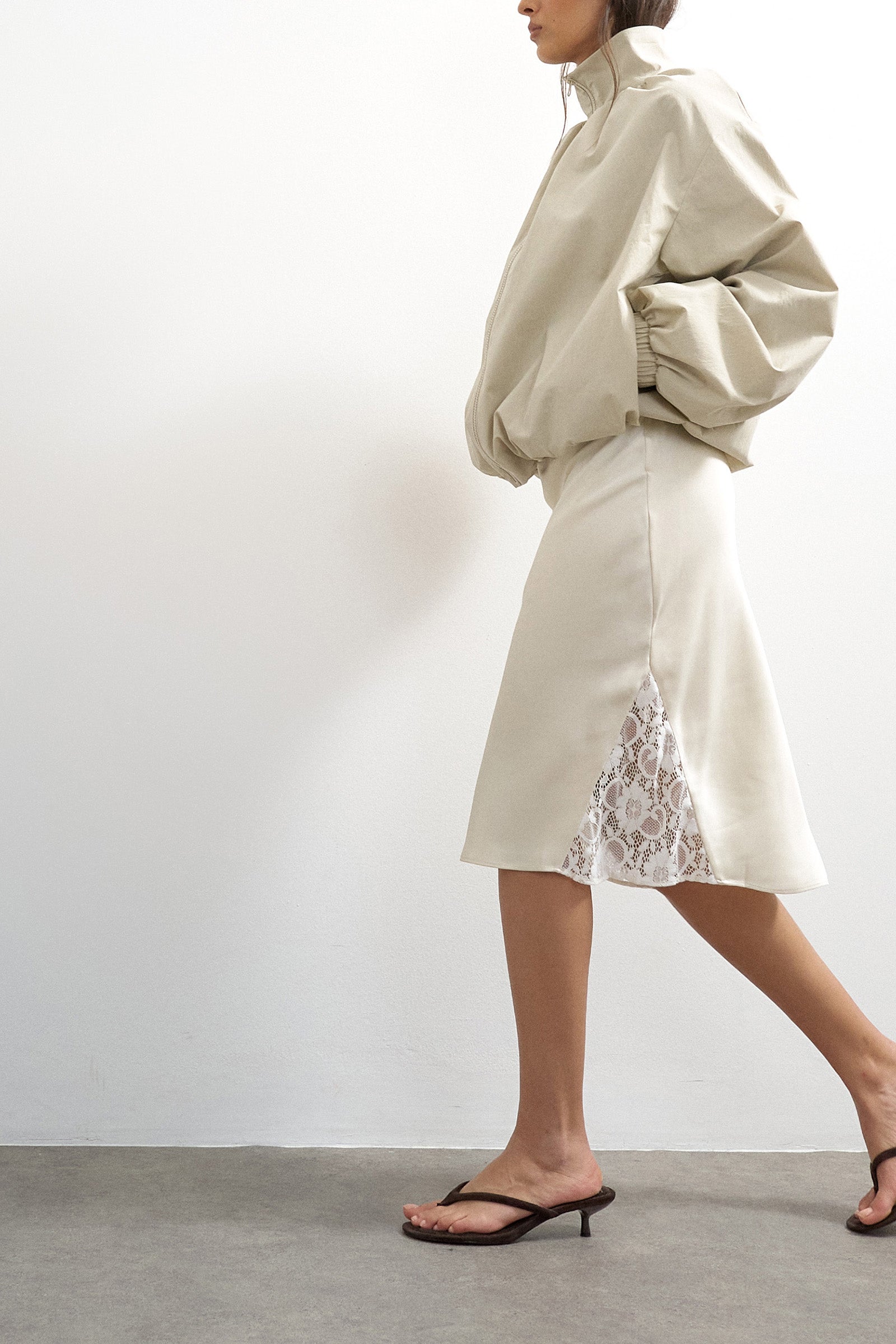 TSNINA Satin Midirock - Pearled Ivory