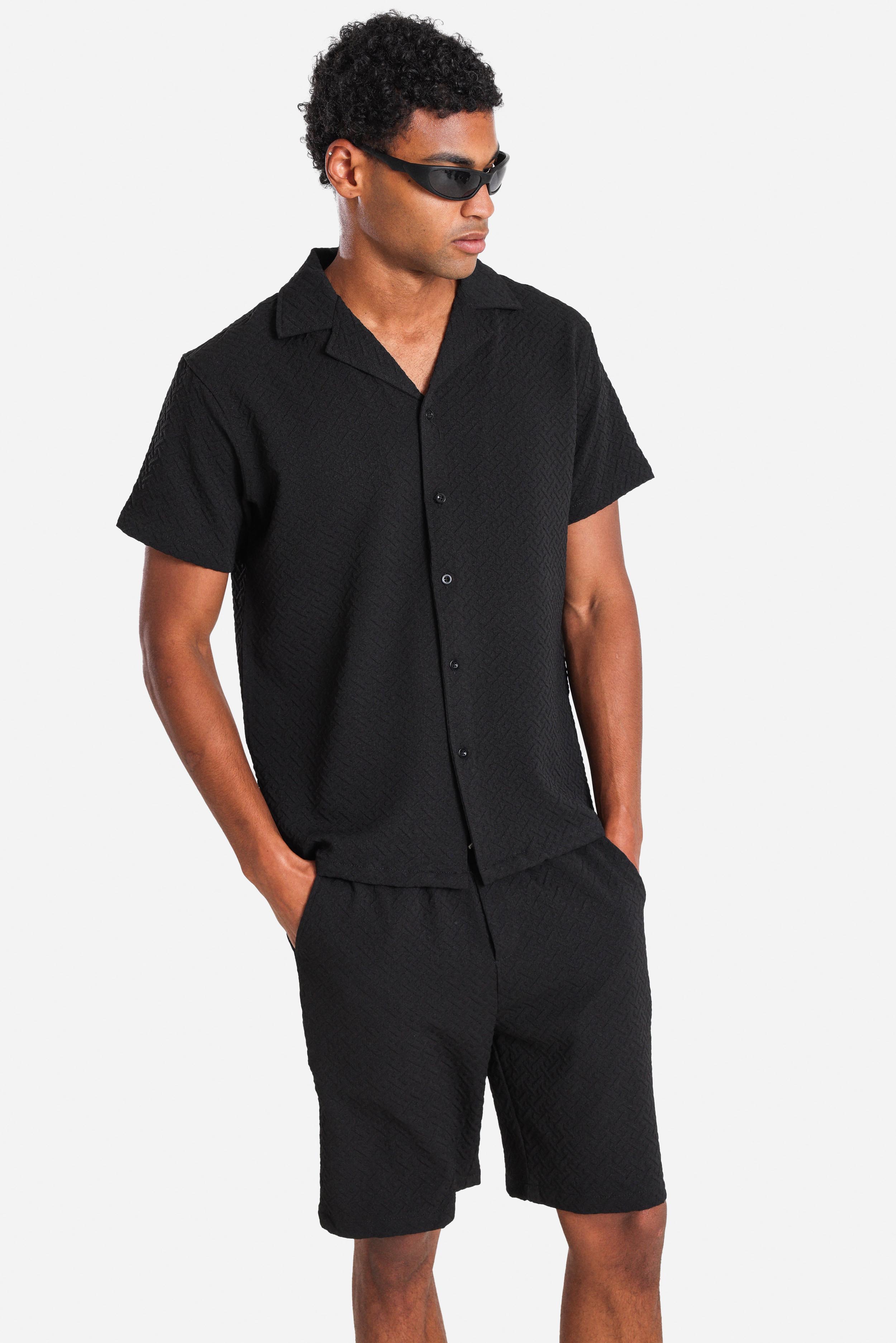 Camicia in tessuto strutturato - Black