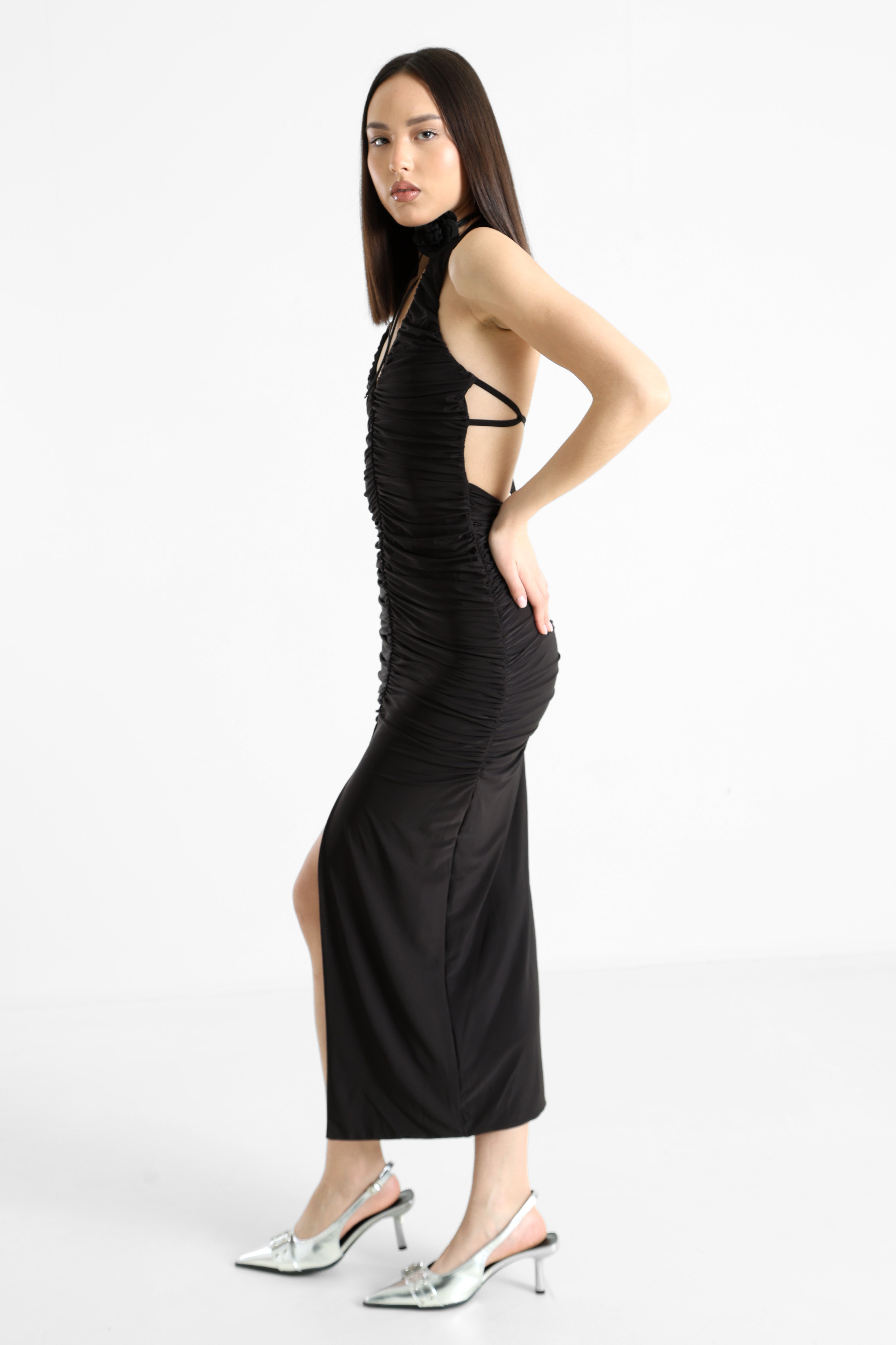 Robe longue dos nu - Noir