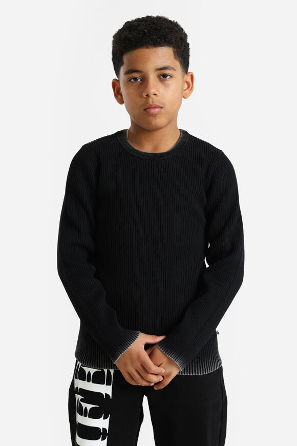 Ribbed knit sweater - Black + White